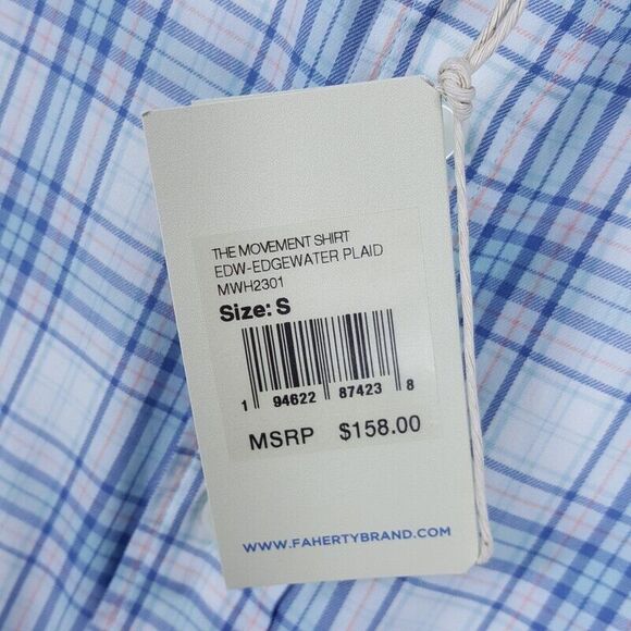FAHERTY Shirt Mens Small White Check Button Up MOVEMENT Edgewater Plaid $158 - Picture 5 of 9